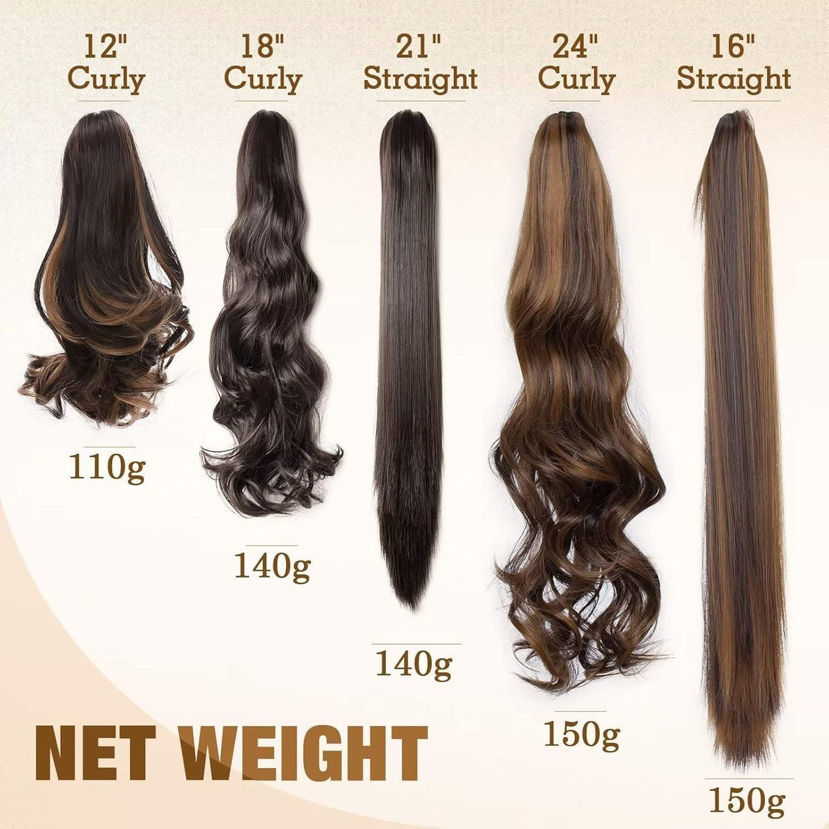 Gewellter Pferdeschwanz Clip Extension Aschblond Balayage 30cm