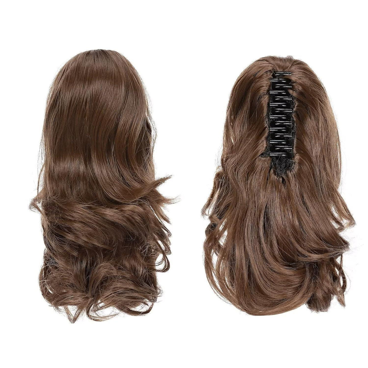 Gewellter Pferdeschwanz Clip Extension – Mittelbraun, 30cm