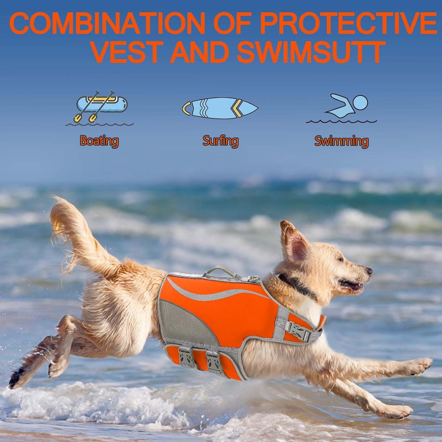 Hundeschwimmweste Neopren Rettungsweste Klettverschluss Orange L