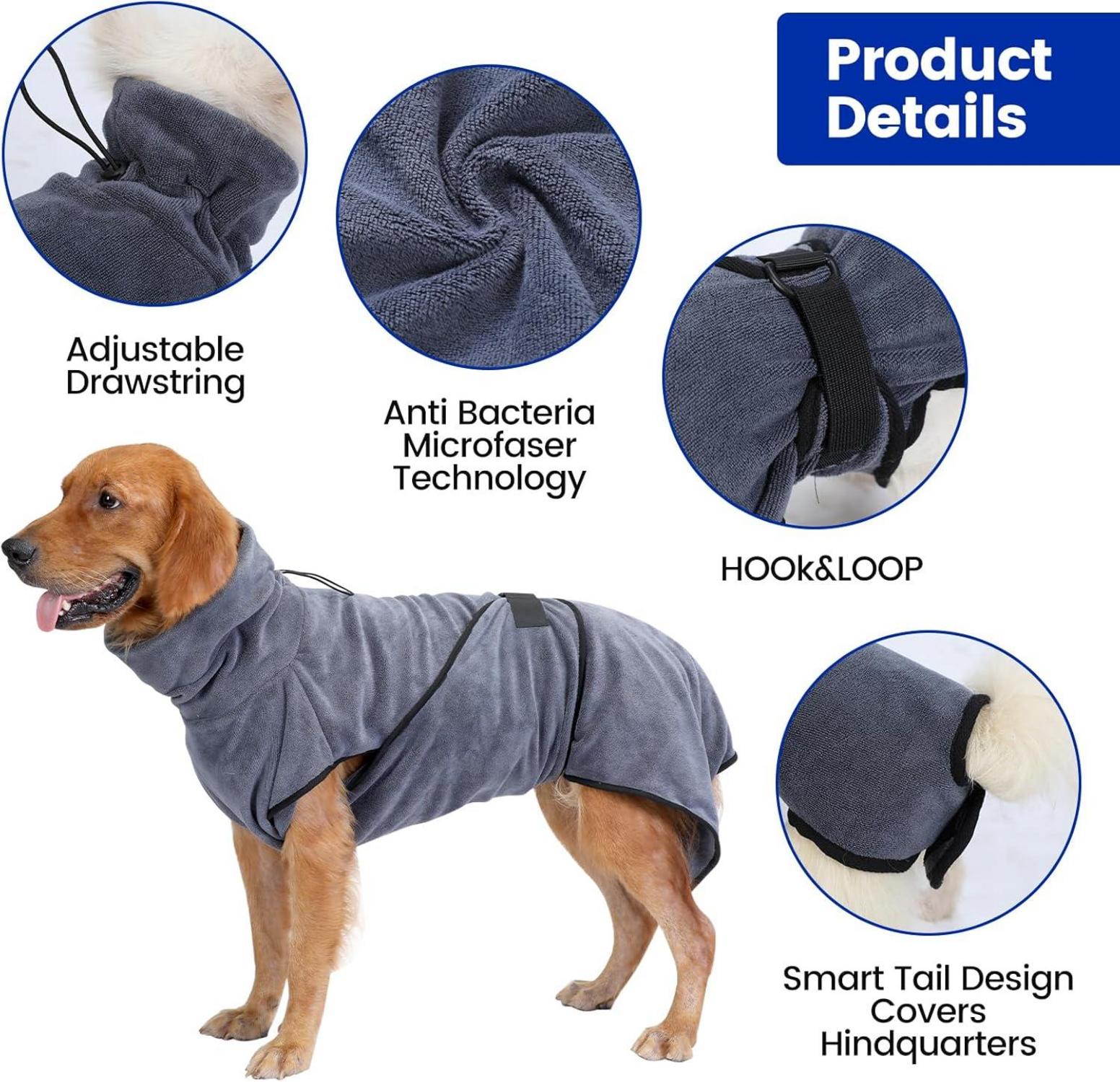 Mikrofaser Hundebademantel Saugfähiges Handtuch für Hunde & Katzen