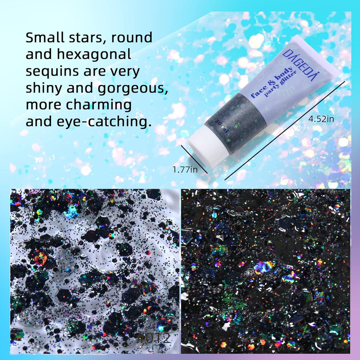 Holographic Glitter Gel 50ml Body Face Sequins Shimmer Makeup