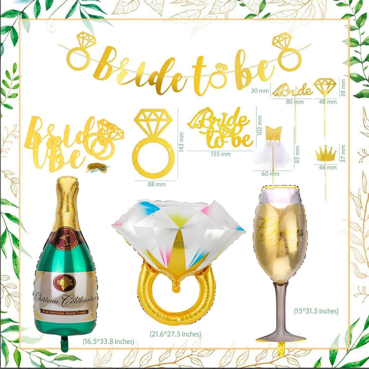JGA Deko Set Grün – Girlande, Ballons & Accessoires für die Braut