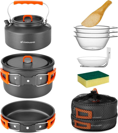 Camping Kochgeschirr Set Outdoor Kochen Wandern Reisen 10-teilig