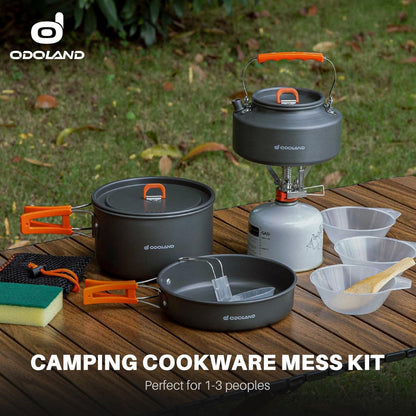 Odoland Camping Kochgeschirr Set 10tlg. für Outdoor-Aktivitäten