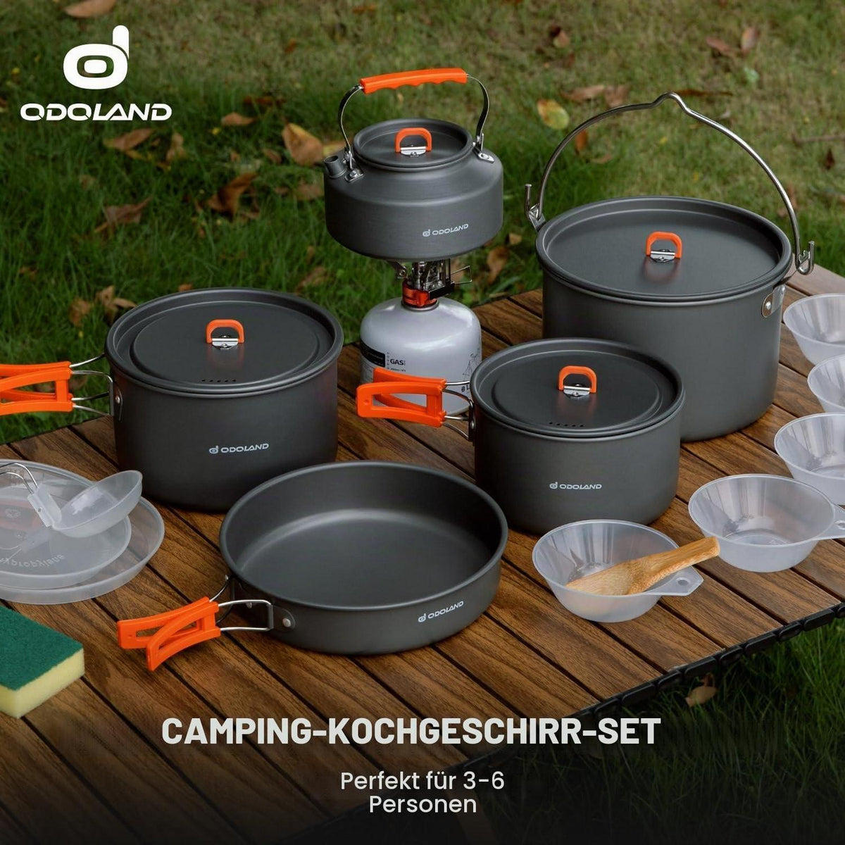 Camping Kochgeschirr Set 16-teilig – Outdoor Topf & Pfannen Set