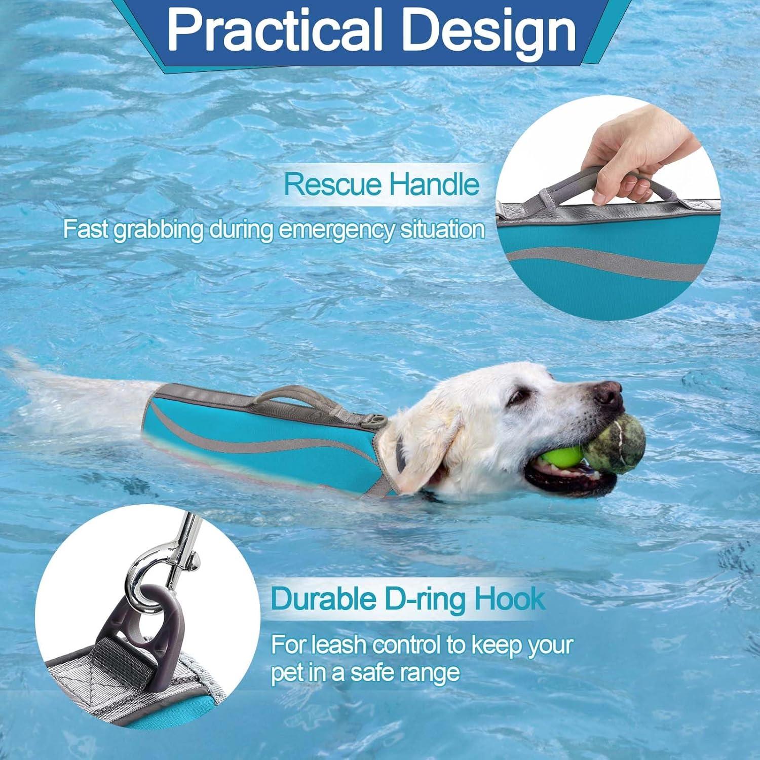 Schwimmweste Hunde Neopren Klettverschluss Rettungsweste Blau S
