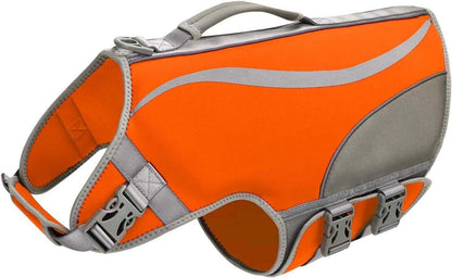 Schwimmweste Hund Neopren Klettverschluss Orange Einstellbar