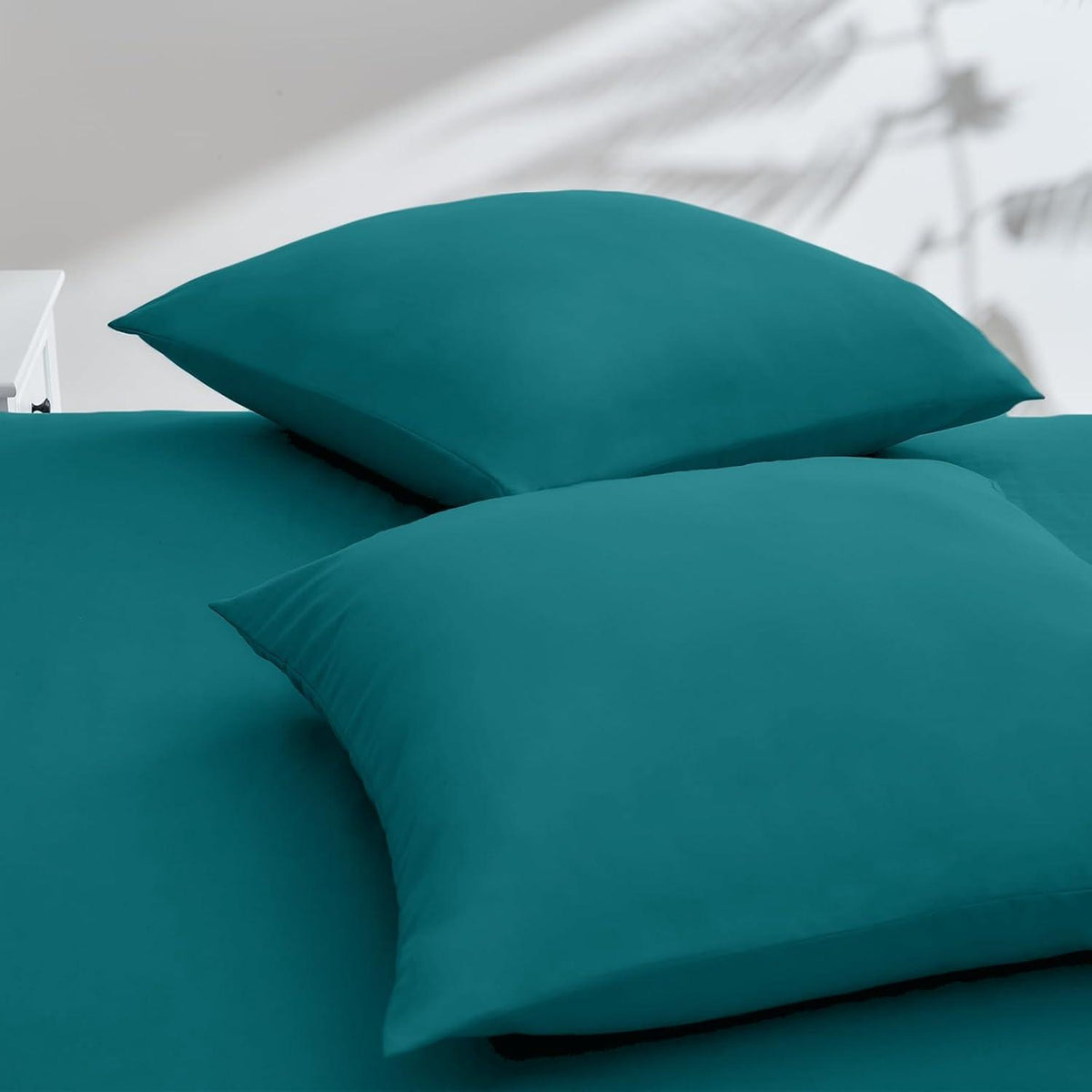 Vielit 2er Set Kissenbezug 80x80 Petrol Mikrofaser Pillowcase 80x80cm