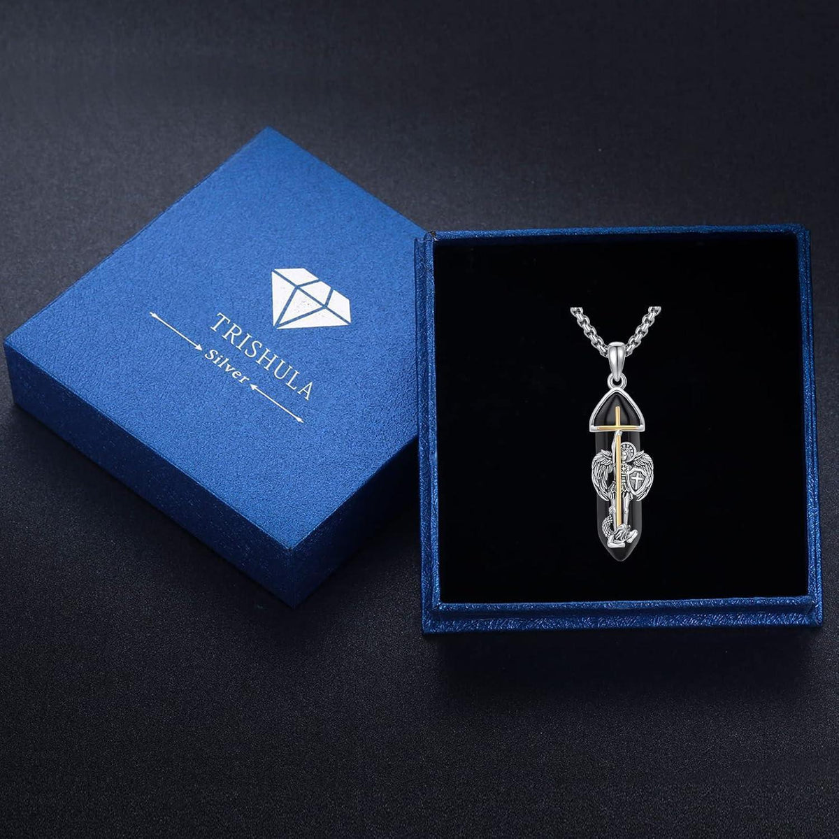 925 Sterlingsilber Halskette Heiliger Michael Schutzengel Amulett