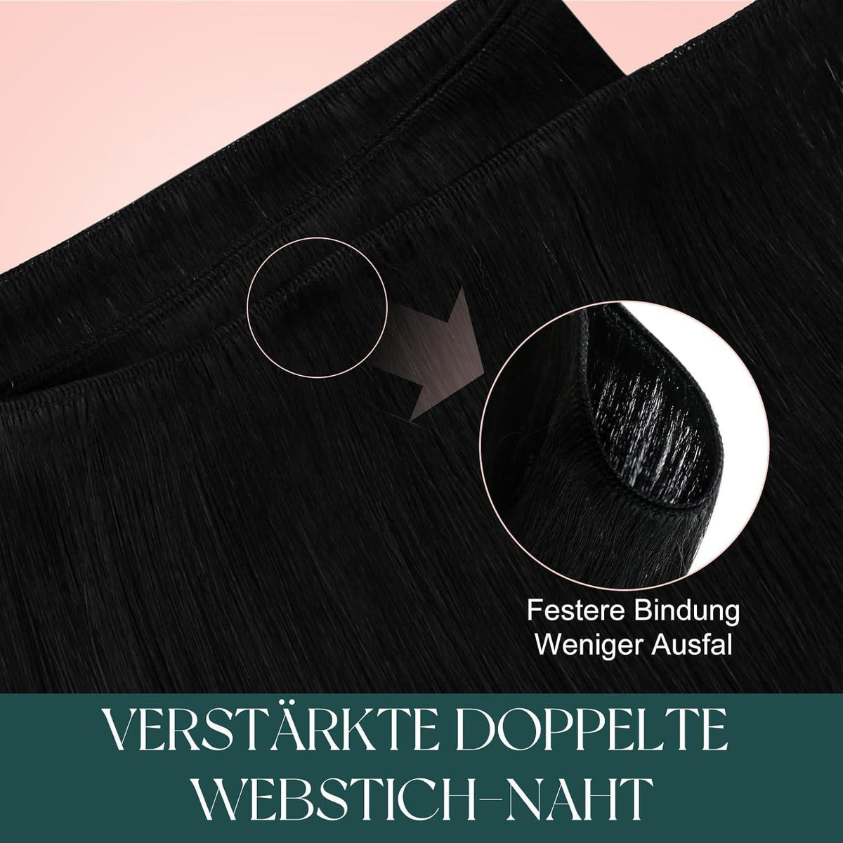 Echthaar Tressen 55 cm Schwarz – Zum Einnähen & Stylen