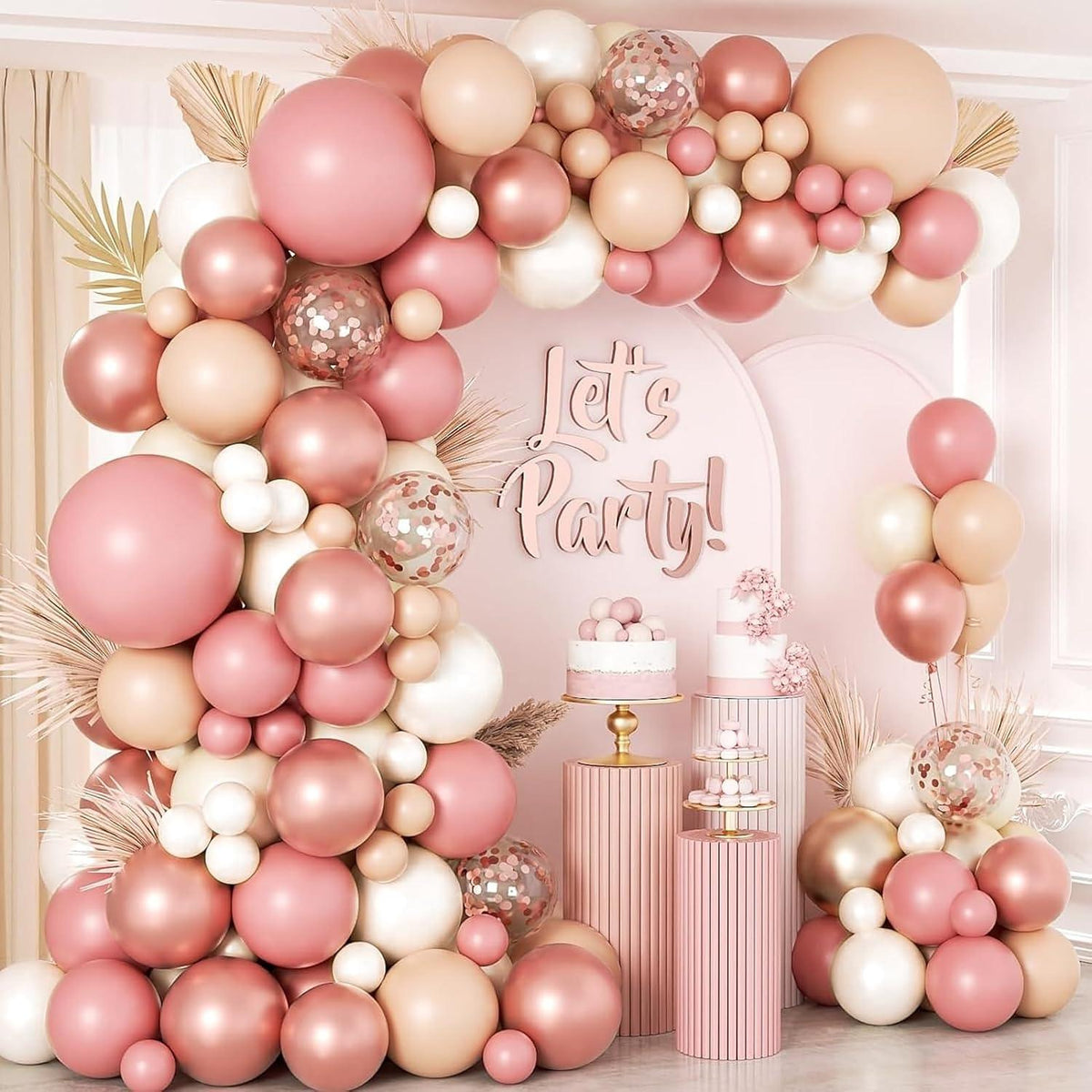 DIY Luftballon Girlande Set 133-teilig Pastell Metallic Rosegold