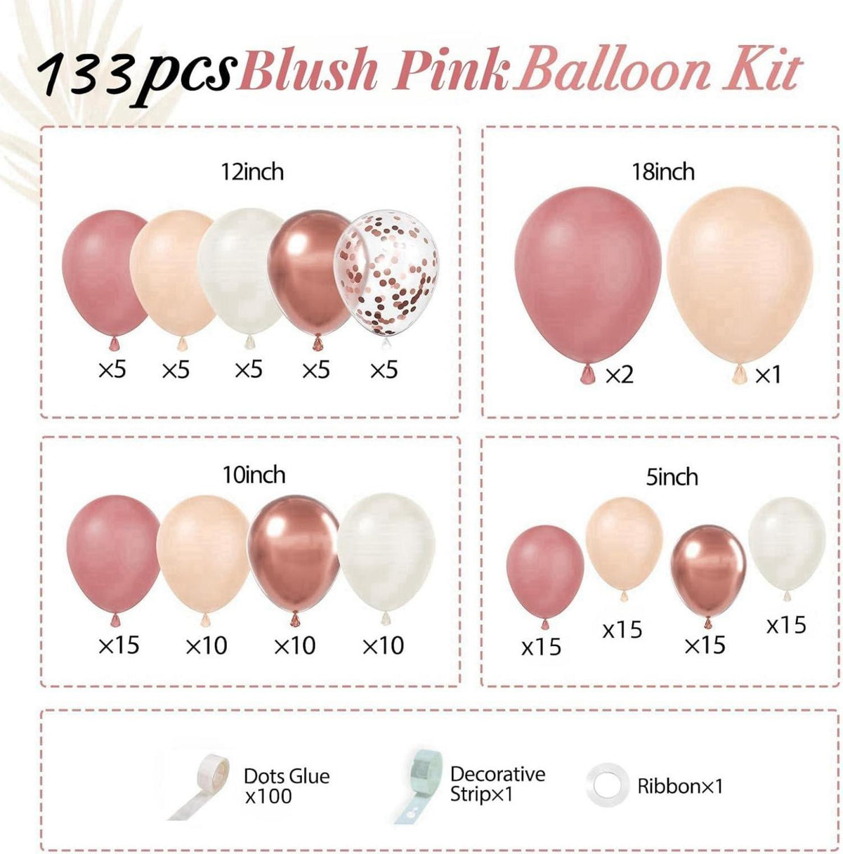 DIY Luftballon Girlande Set 133-teilig Pastell Metallic Rosegold