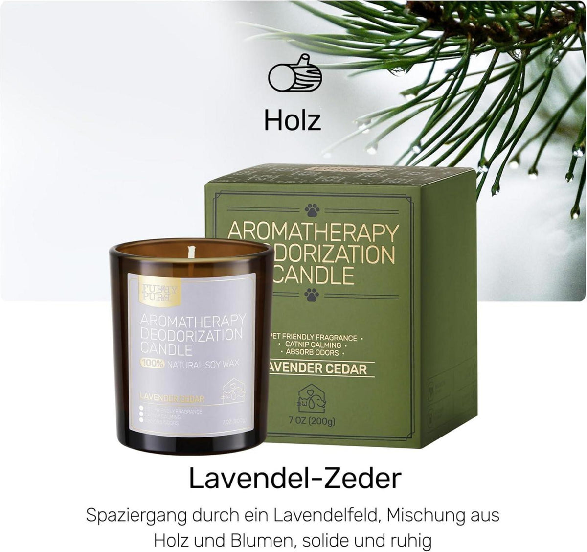 Handgemachte Furry Purr Duftkerze für Hunde Katze, Lavendel