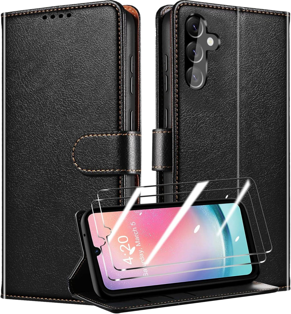 QHOHQ Samsung Galaxy A24 4G/5G Handyhülle + Panzer Schutz Glas
