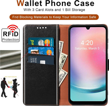QHOHQ Handyhülle Samsung Galaxy A24 4G 5G Flip Case Schwarz