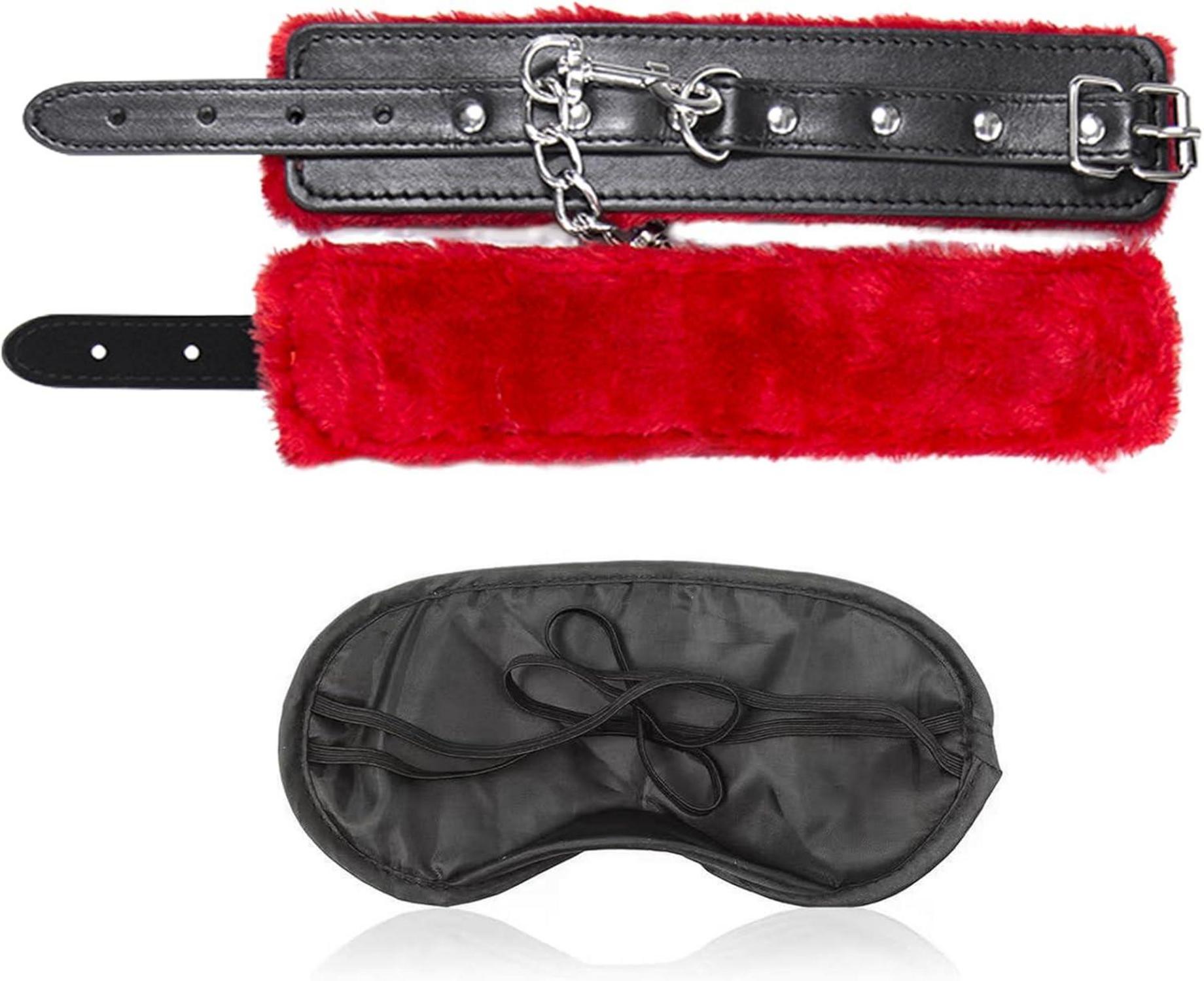 Handschellen Sex Bett Augenmaske Bondageset Fesseln Set BDSM Spielzeug