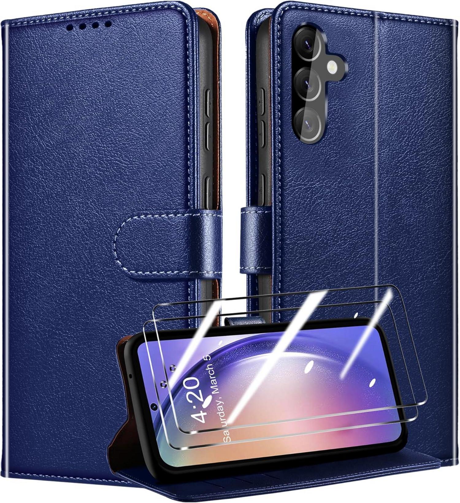 Handyhülle Samsung Galaxy A54 5G PU Flip Case RFID Schutz Glas