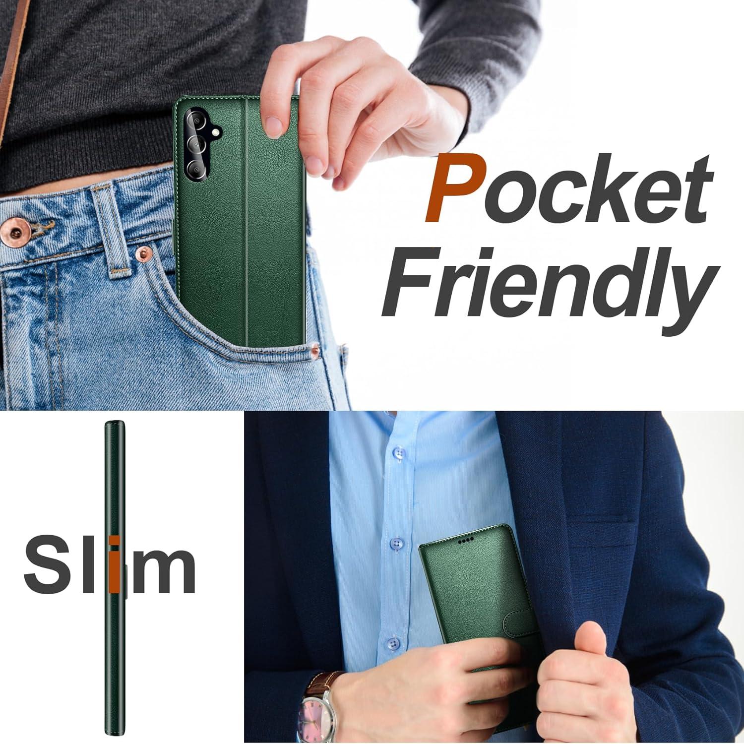 Handyhülle Samsung Galaxy A54 5G Schutzhülle RFID Flip Case Grün