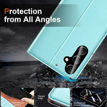Handyhülle Samsung Galaxy A54 5G + 2 Panzer Schutzglas Flip Case Mintgrün
