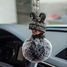 Strass Rückspiegel Anhänger Auto – Niedliche Plüsch Ball Dekoration