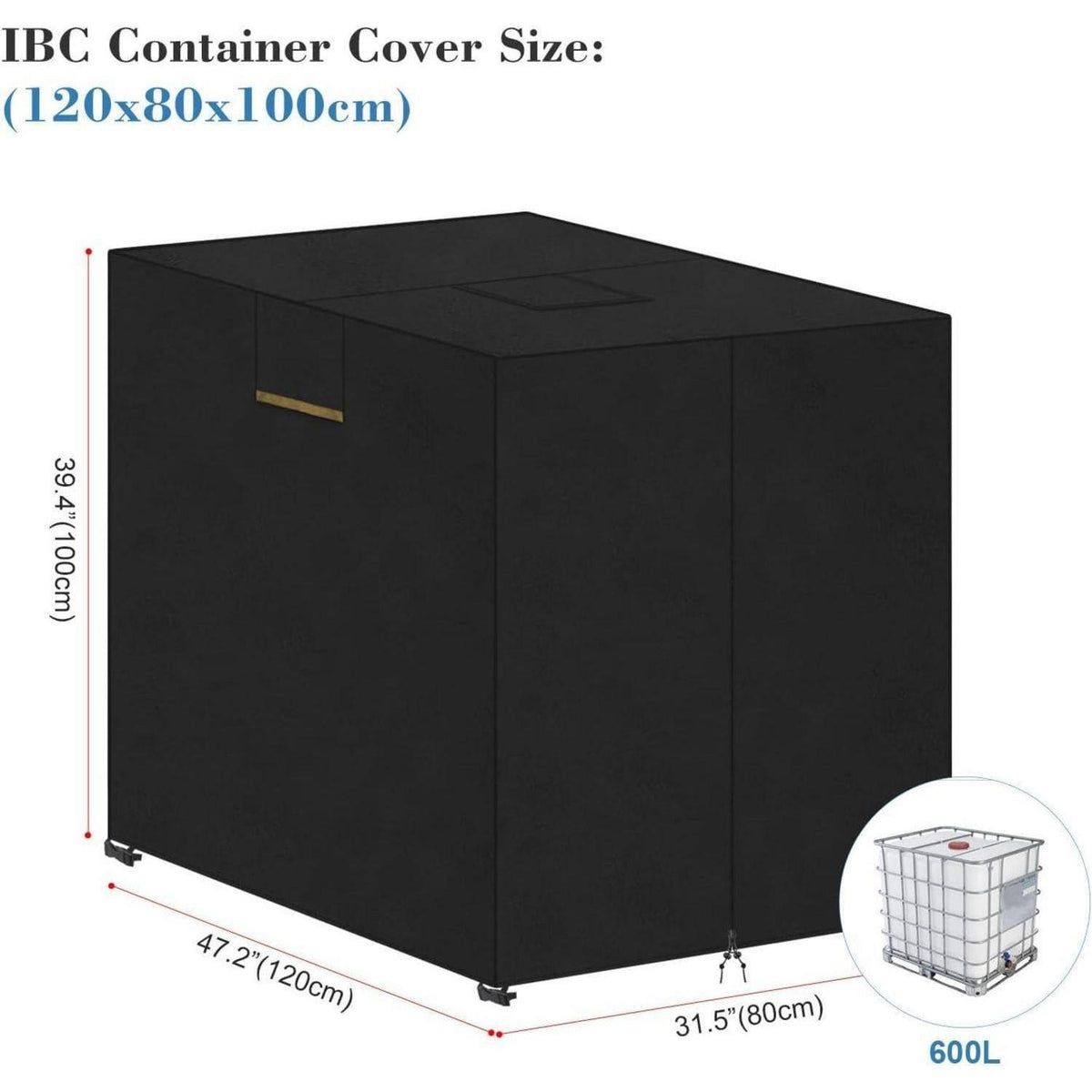 IBC Wassertank Abdeckung 600L – UV-Schutz & Belüftung 120x80x100cm