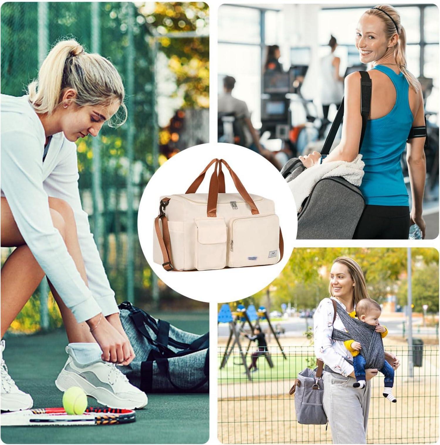 Damen Sporttasche Faltbare Reisetasche 35L mit Schuhfach und Nassfach
