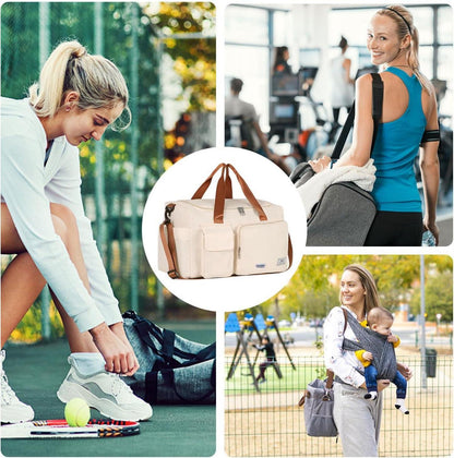 Damen Sporttasche Faltbare Reisetasche 35L mit Schuhfach und Nassfach