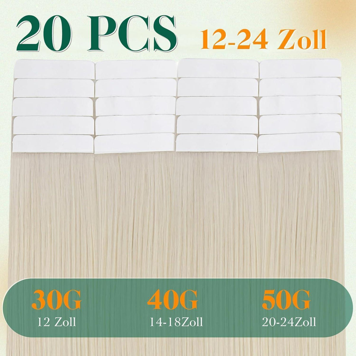 Echthaar Tape Extensions Blond 45cm - Natürliche Verlängerung