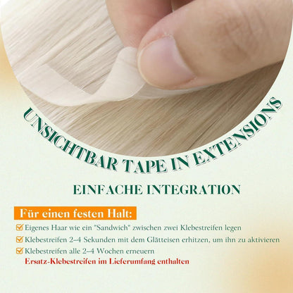 Echthaar Tape Extensions Blond 45cm - Natürliche Verlängerung