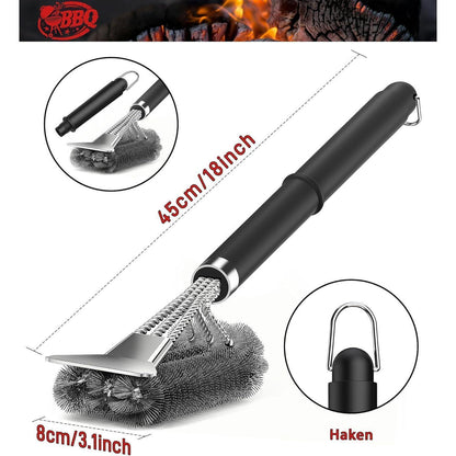 Grillbürste 2er-Pack mit Schaber, extra lang