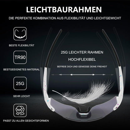 OULIQI Polarisierte Sportsonnenbrille UV400 mit Wechselgläsern