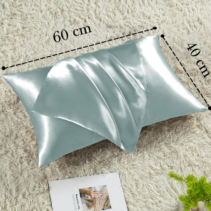 Satin Kissenbezug 40x60 Grün für Haar und Haut, 2er-Set