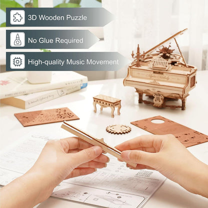 ROKR 3D Holz Puzzle Spieluhr Magisches Klavier Bausatz 223 Teile