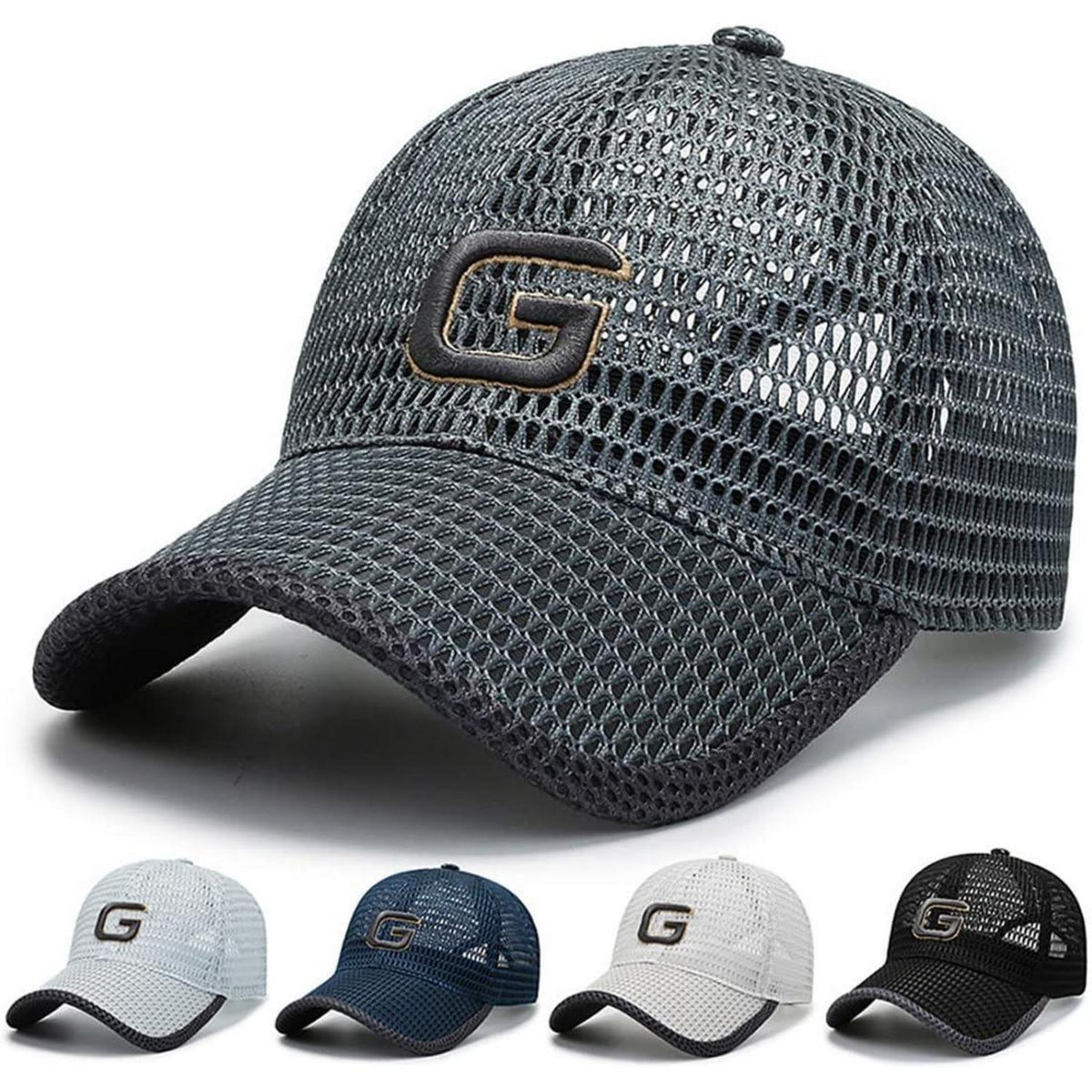 YAMEE Baseball Cap Herren Sommer Mesh Atmungsaktiv Dunkelgrau