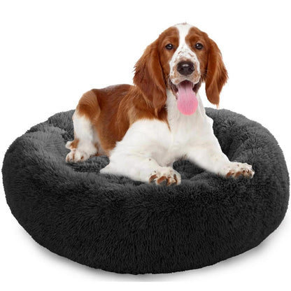 Flauschiges Hundebett Donut – Rundes Kissen 80cm Dunkelgrau