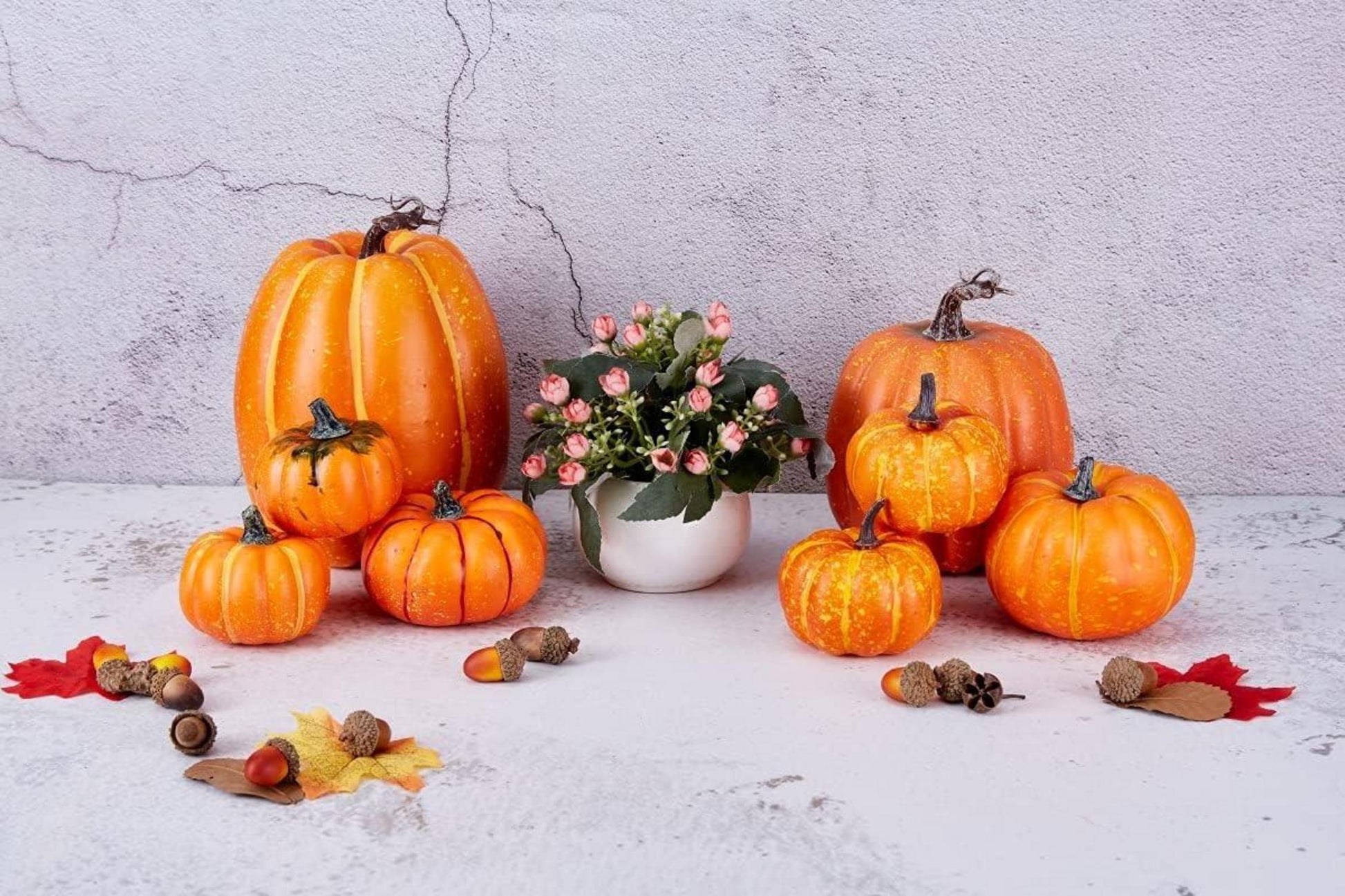 Künstliche Herbst Kürbisse Verschiedene Größen Deko Orange 8