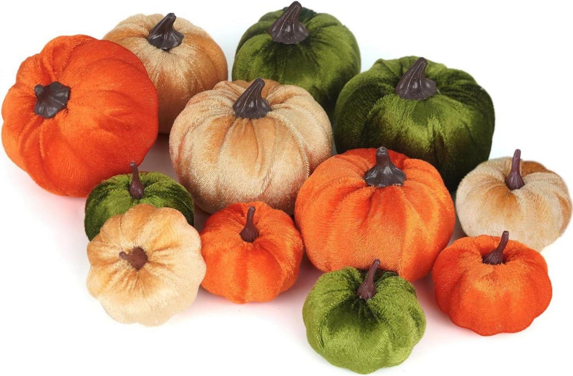 12er Set Gefälschte Stoff Kürbisse Herbst Deko Thanksgiving Halloween