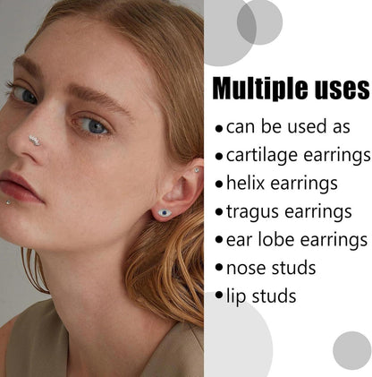 16 Stück Helix Tragus Piercing Knorpel Ohrringe Set CZ Silber
