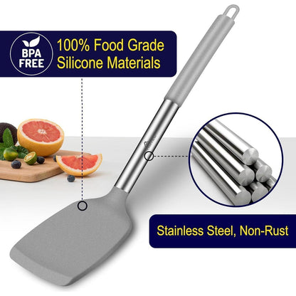 Silikon-Spatel-Set, hitzebeständig bis 315°C, 2 Stück, Grau