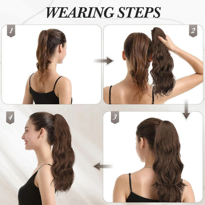 Lockige Pferdeschwanz Haarverlängerung 50 cm Clip in Synthetisch