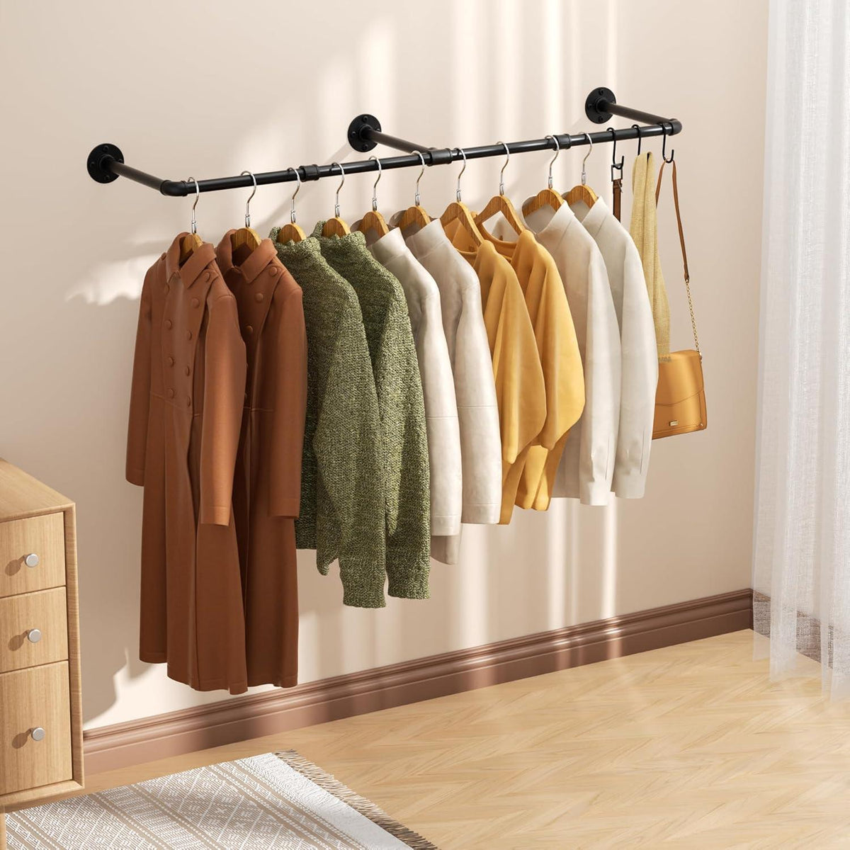 Wandmontage Kleiderständer 140cm Vintage Industrie-Rohr