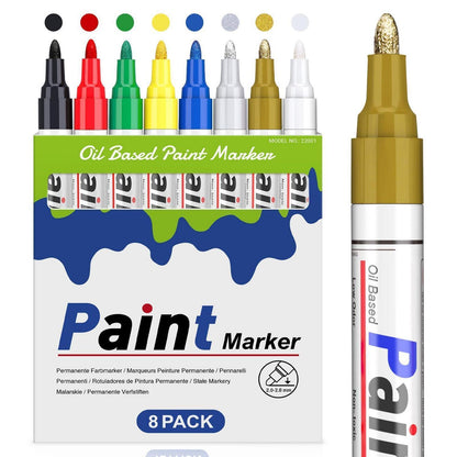 Permanent Marker Set 8 Farben – Wasserfest & Vielseitig