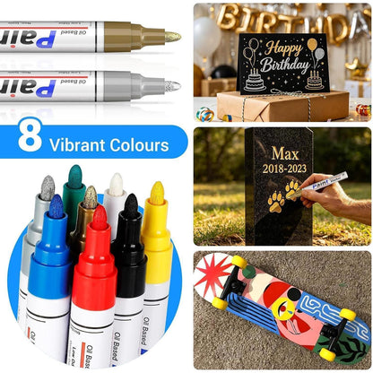 Permanent Marker Set 8 Farben – Wasserfest & Vielseitig