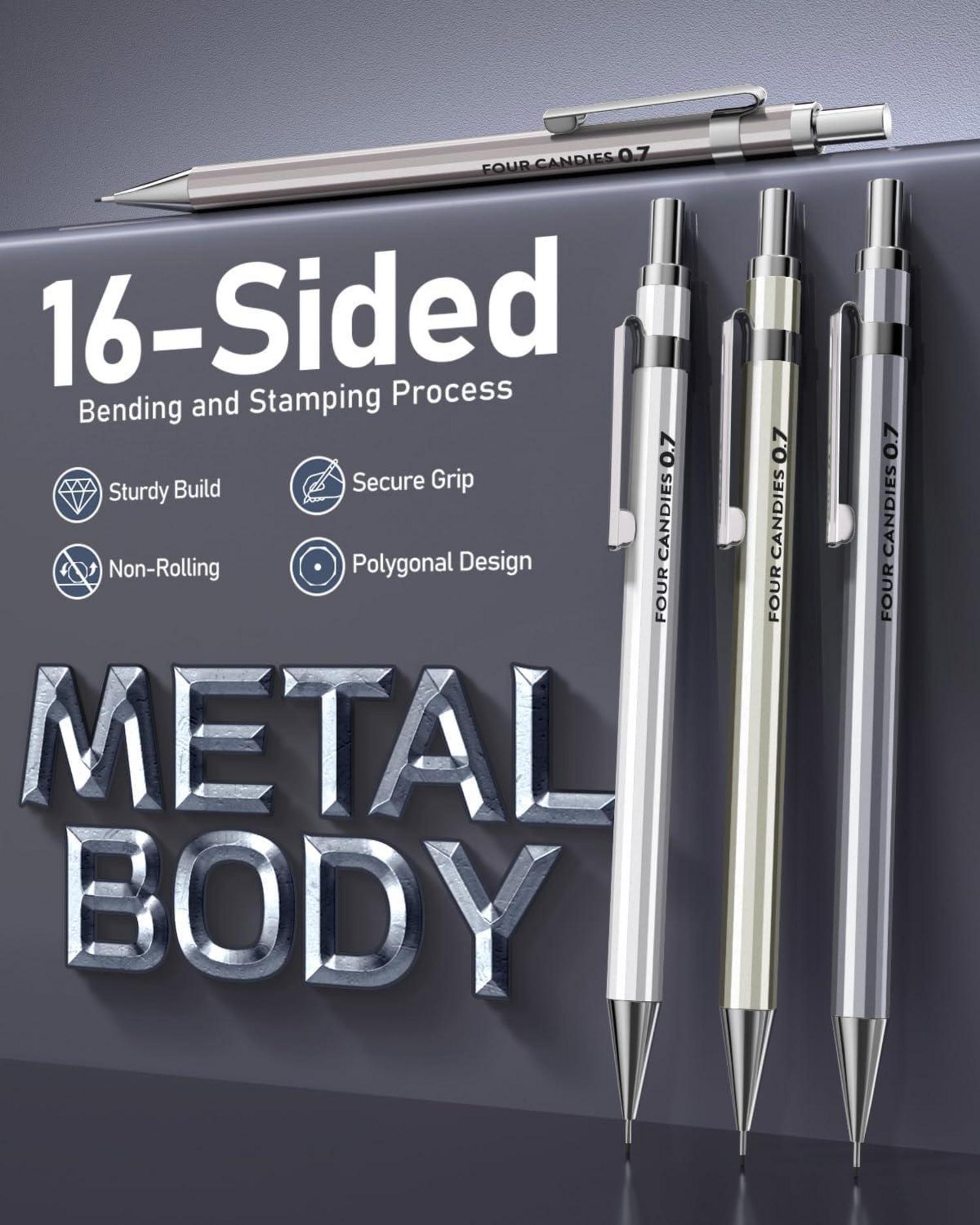 Professionelles Druckbleistift Set 0,7 mm HB Blei, 4 Stück