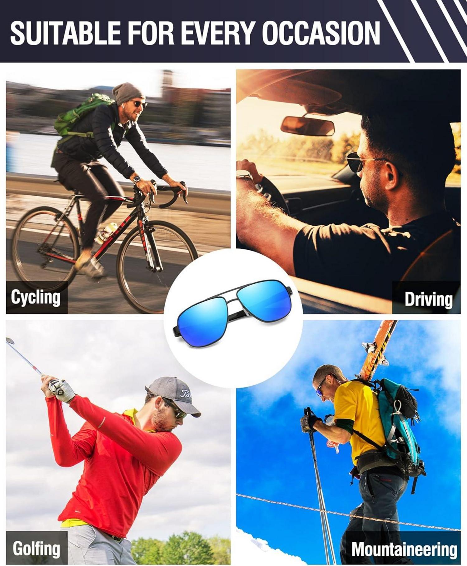 Stilvolle Polarisierte UV-Schutz Sonnenbrille Herren Kohlefaser Tempel