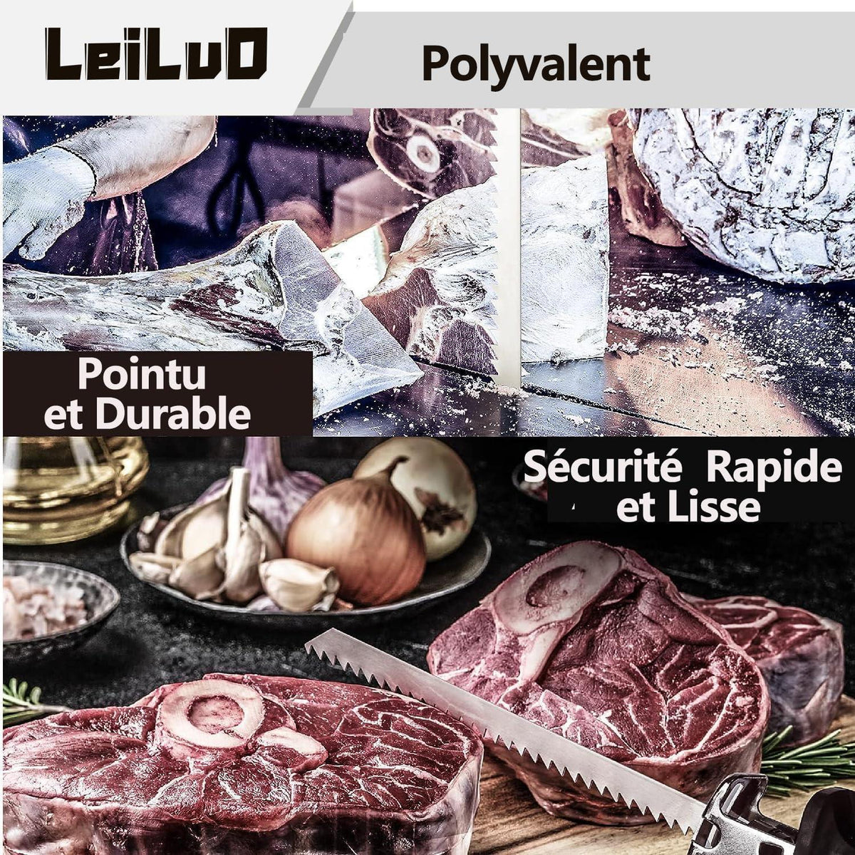 Säbelsägeblätter für Fleisch & Knochen, 30,5 cm, 5 Stück, Edelstahl, Koffer