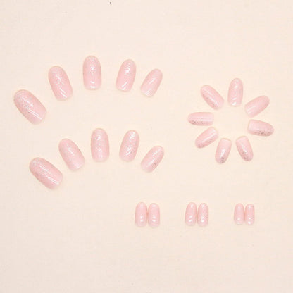 Künstliche Nägel Kurz Mandel Rosa Glänzend Acryl Falsche Nägel Press