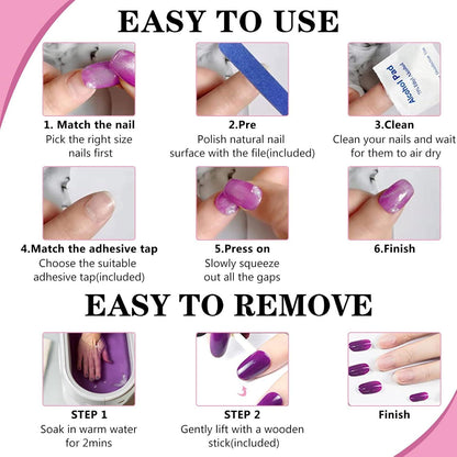 24 Künstliche Nägel Kurz Mandel Rosa Glänzend Acryl Press on Nails