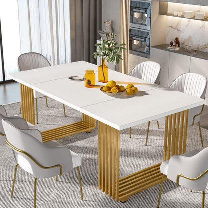 Esstisch weiß & gold 180x80 cm – Moderner Dining Table für 6-8 Personen