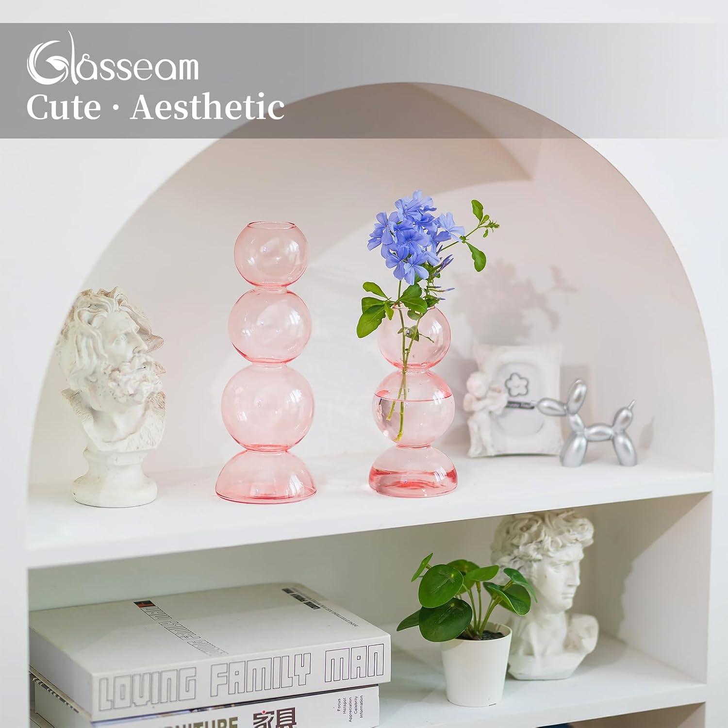 Moderne Bunte Bubble Glas Vasen Set, Aesthetic Deko Blumenvasen